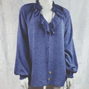 Michael Kors Royal Blue Bohemian Shirt size Medium with ruffled sleeves